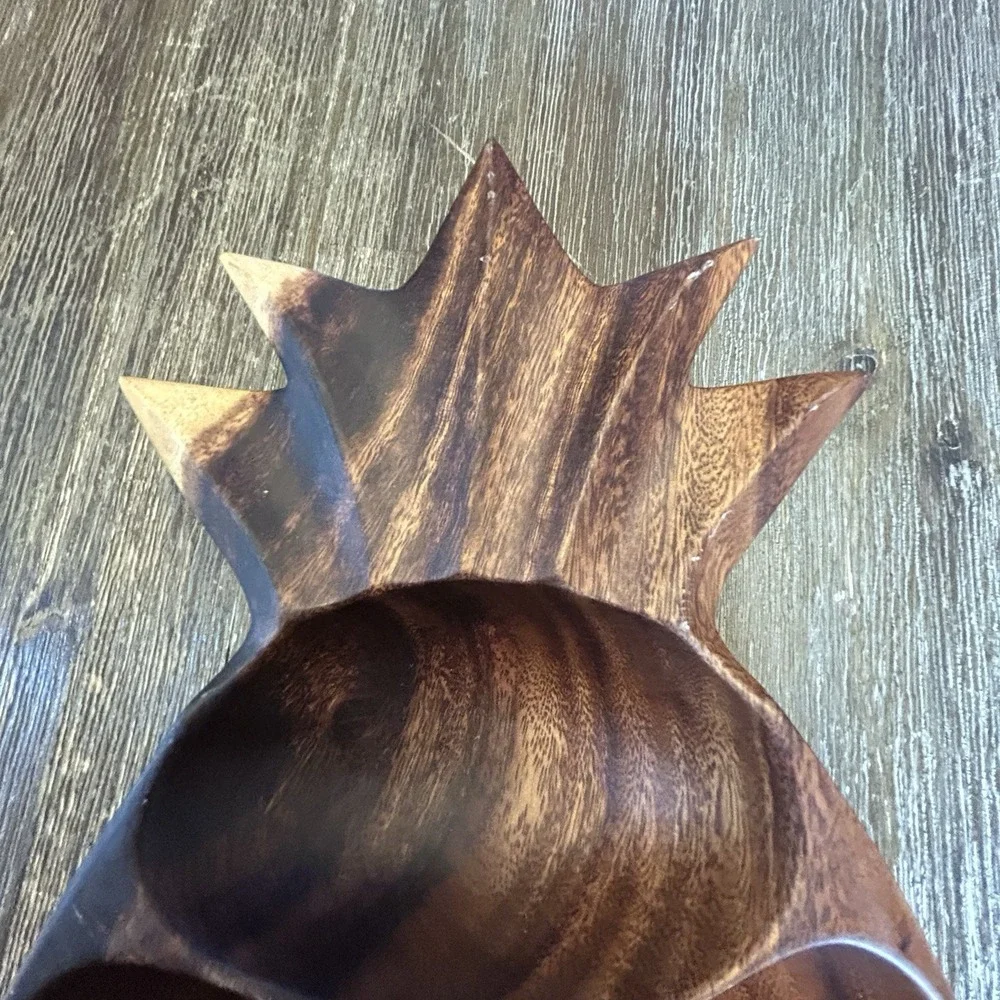 Vintage Kamani Wood Pineapple Divided Serving Tray Philippines 15